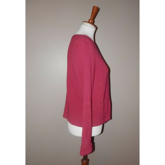 ANN TAYLOR LOFT Sweater M Red Cardigan Zipper - Picture 2 of 4